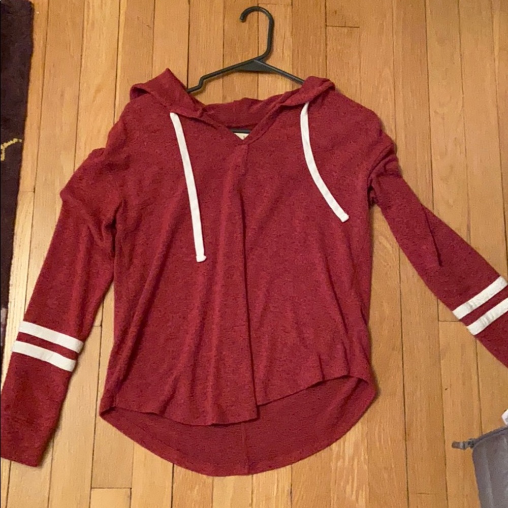 Soft red hooded shirt